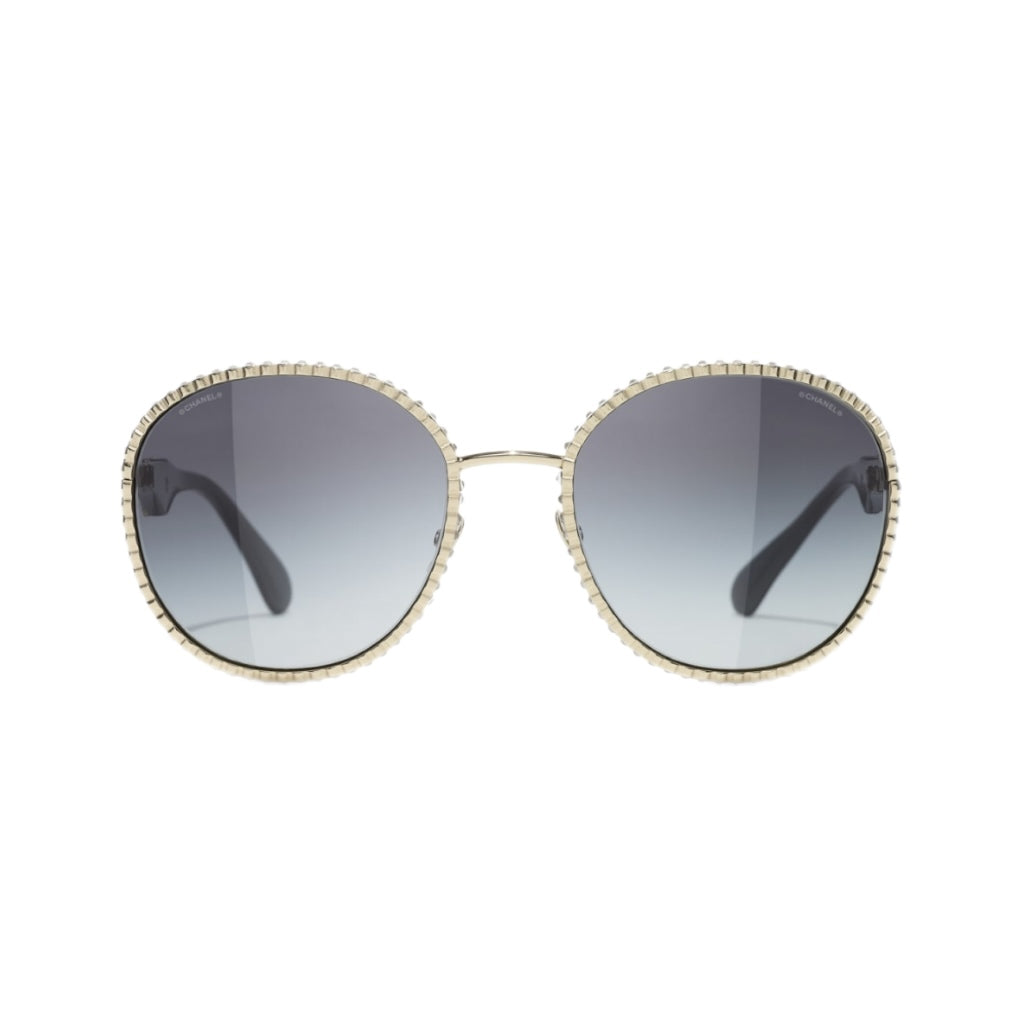 CHANEL Sunglasses Round Sunglasses (Gold/Gradient Gray) 59