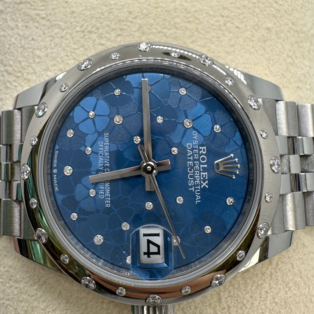 Rolex 278344RBR Datejust 31 with Oystersteel and White Gold, Azzurro blue  floral Dial, Oyster Bracelet