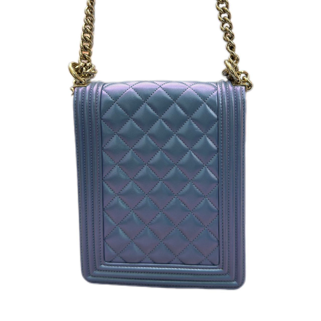 CHANEL NORTH SOUTH BOY BAG CAVIAR (Metallic Blue) GHW