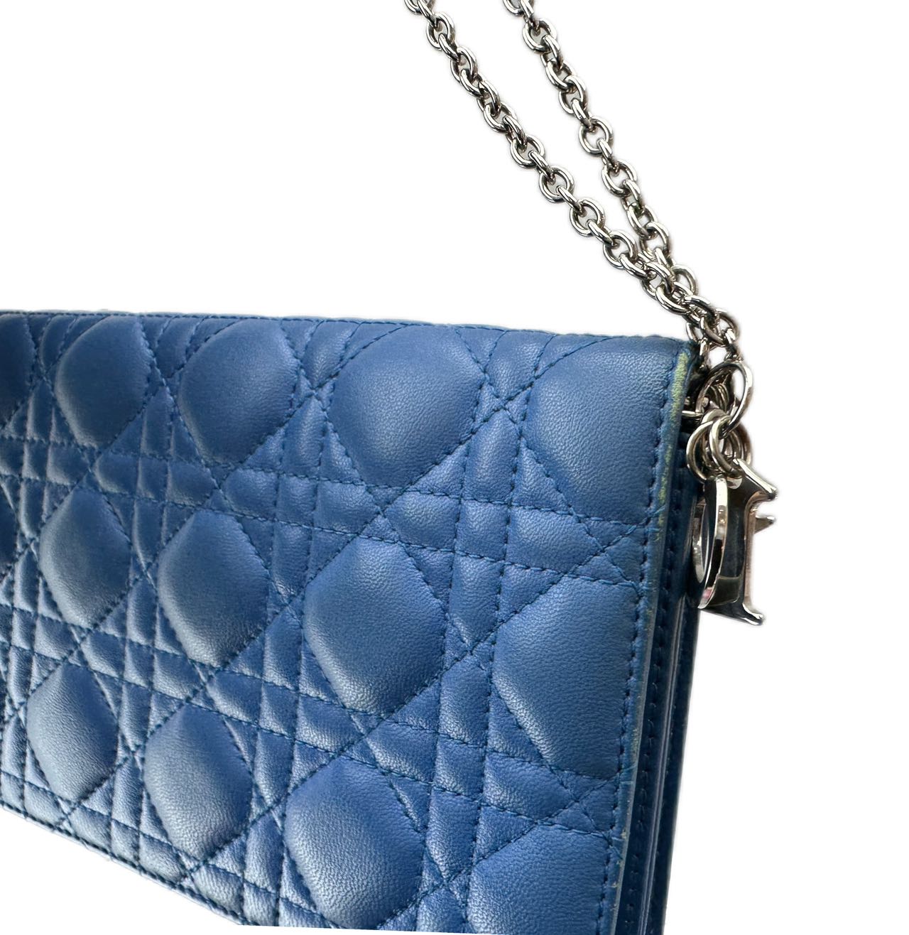 Christian Dior 2014 CANNAGE LADY DIOR Convertible Chain Clutch Crossbody Bag (Midnight Blue)