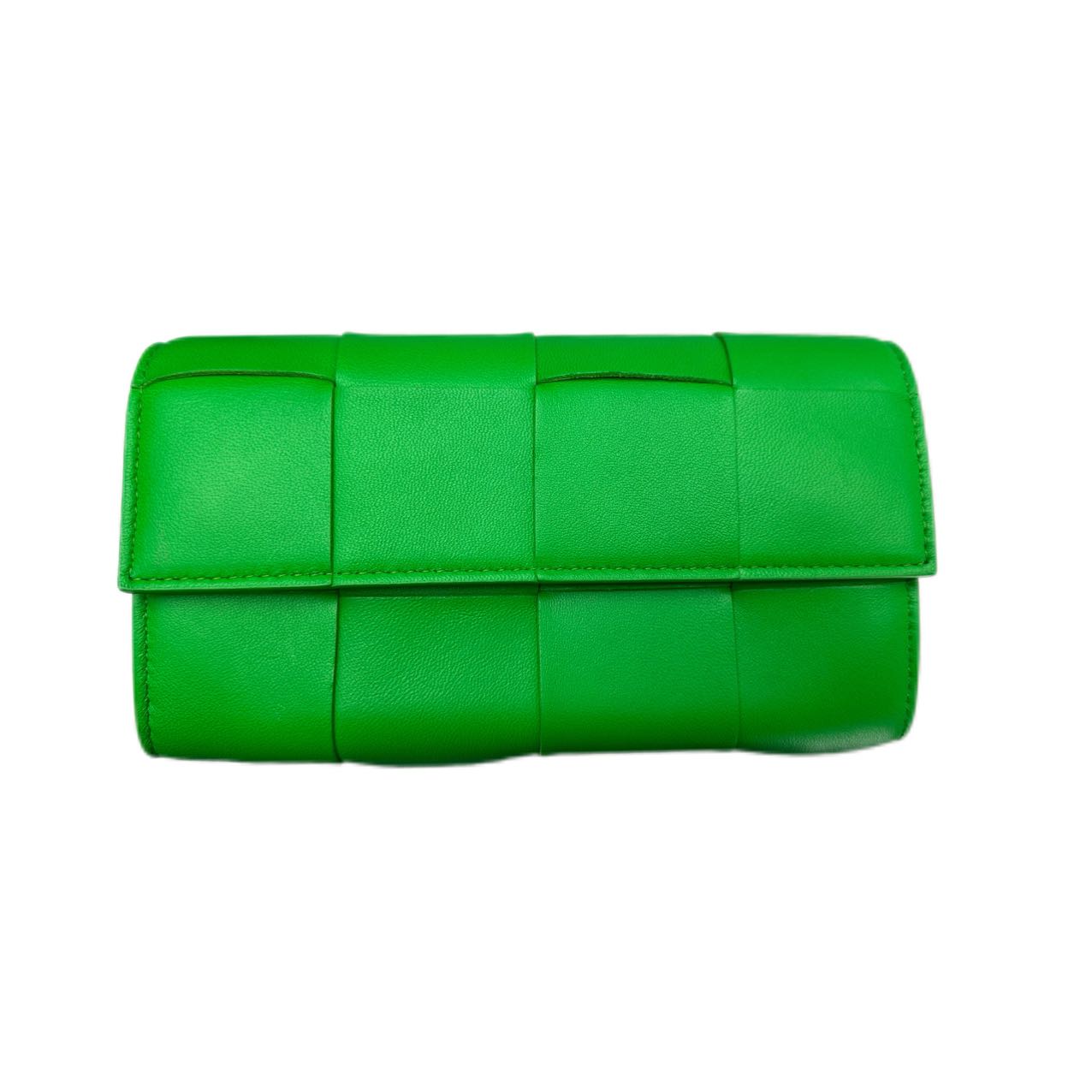 BOTTEGA VENETA Cassette Intrecciato Leather Wallet (Green)