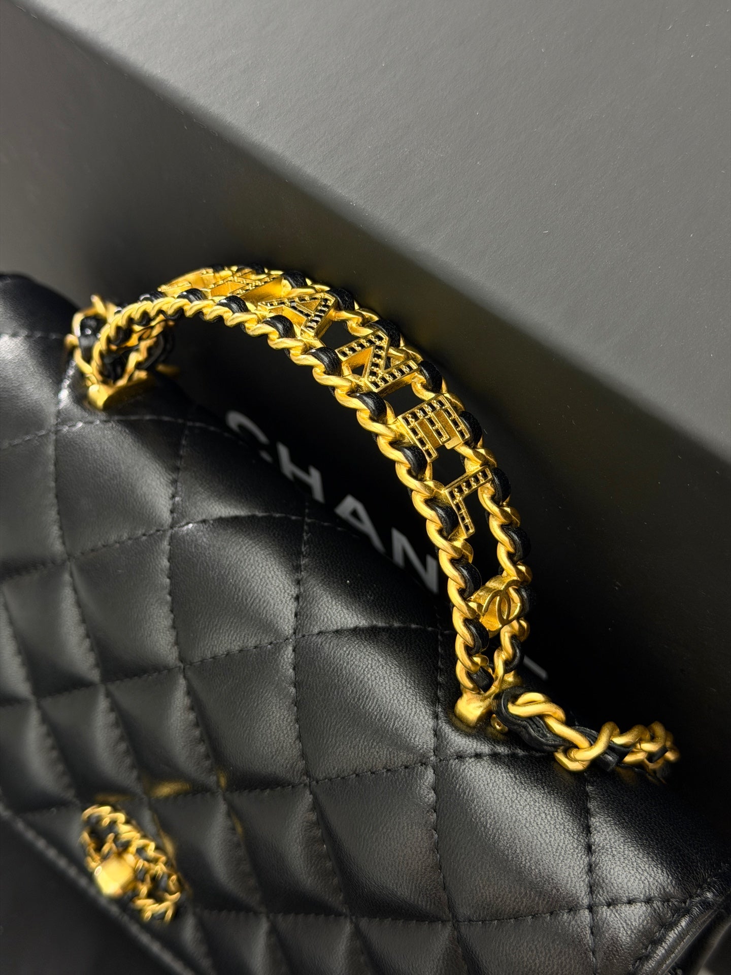 Chanel 24C Handle WOC black lambskin gold hardware view 4