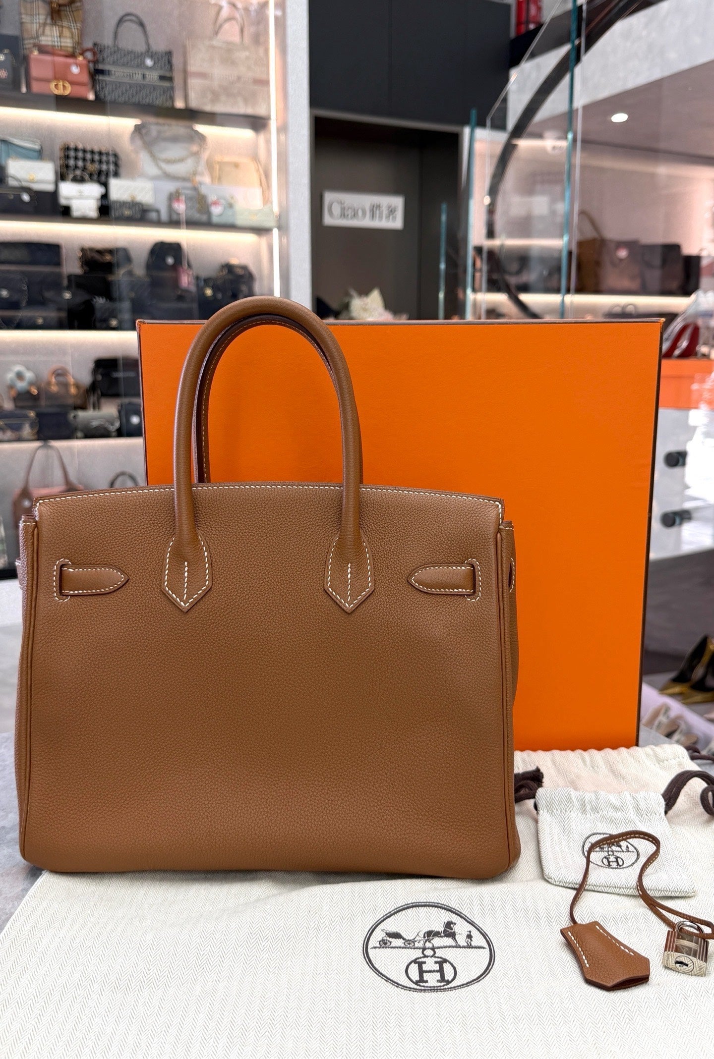 HERMÈS Birkin 30 – Gold Togo Leather, Palladium Hardware, A Stamp, Excellent Pre-Owned