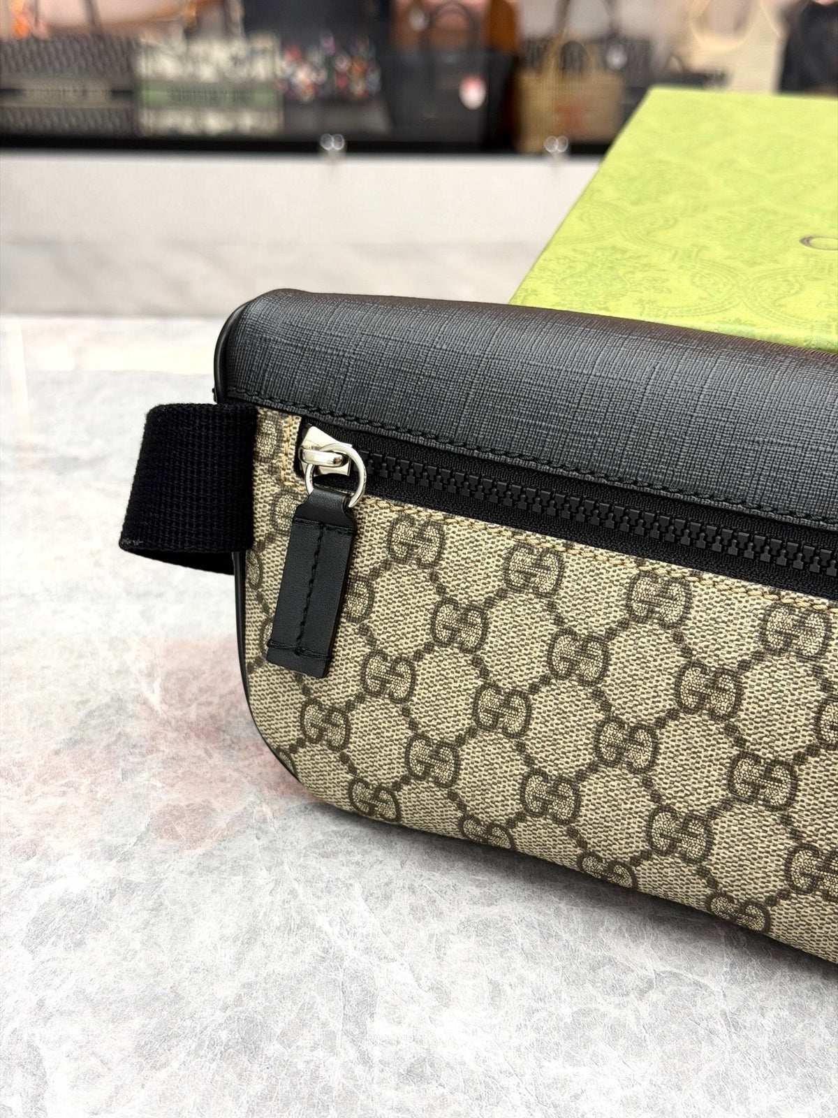 GUCCI GG Messenger Bag – GG Canvas with Black Leather Trim, Web Stripe, Good Pre-Owned