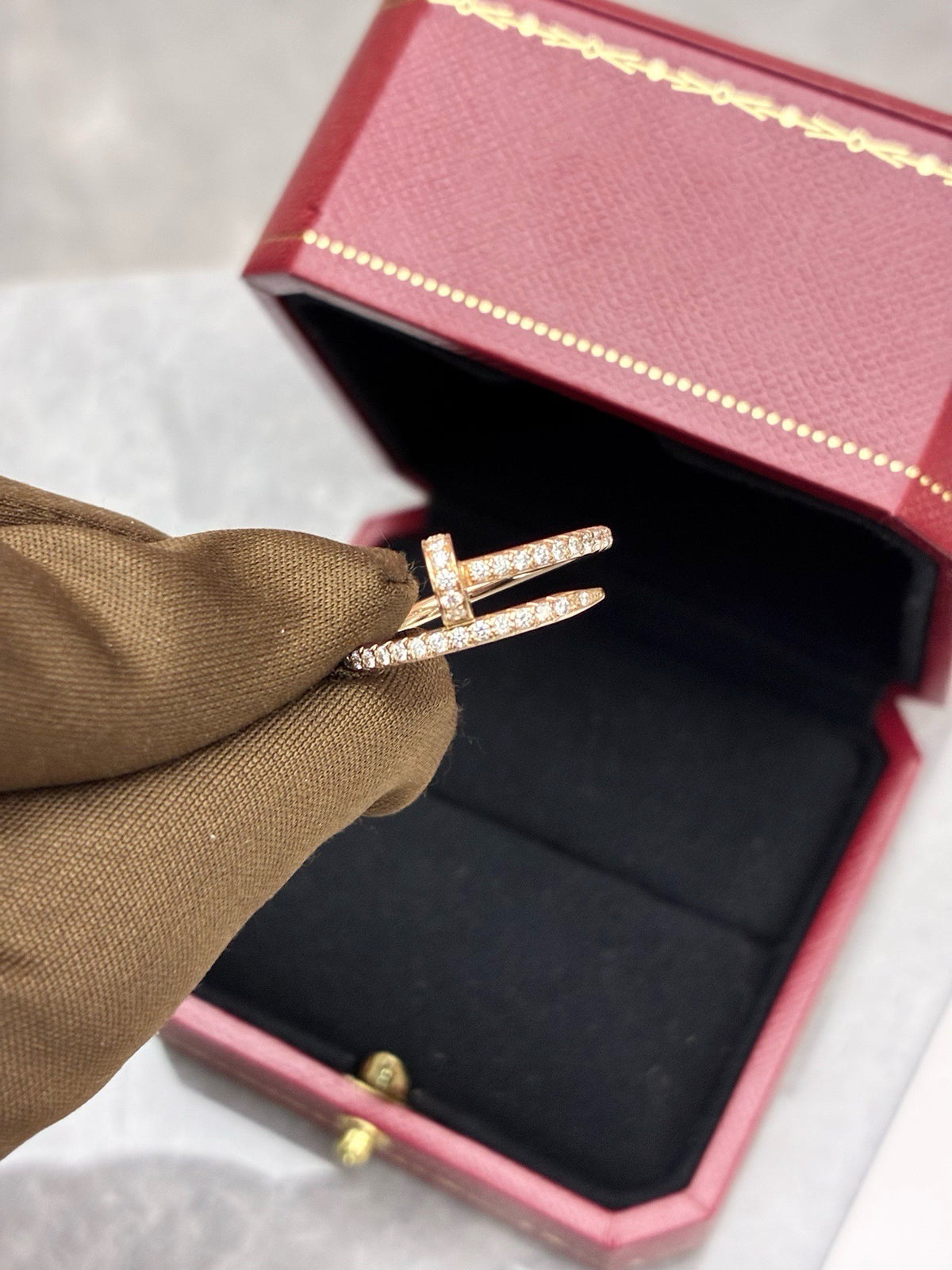 CARTIER Juste un Clou Ring – Small Model, 18K Rose Gold Fully Set with Diamonds, Size 53, Brand New