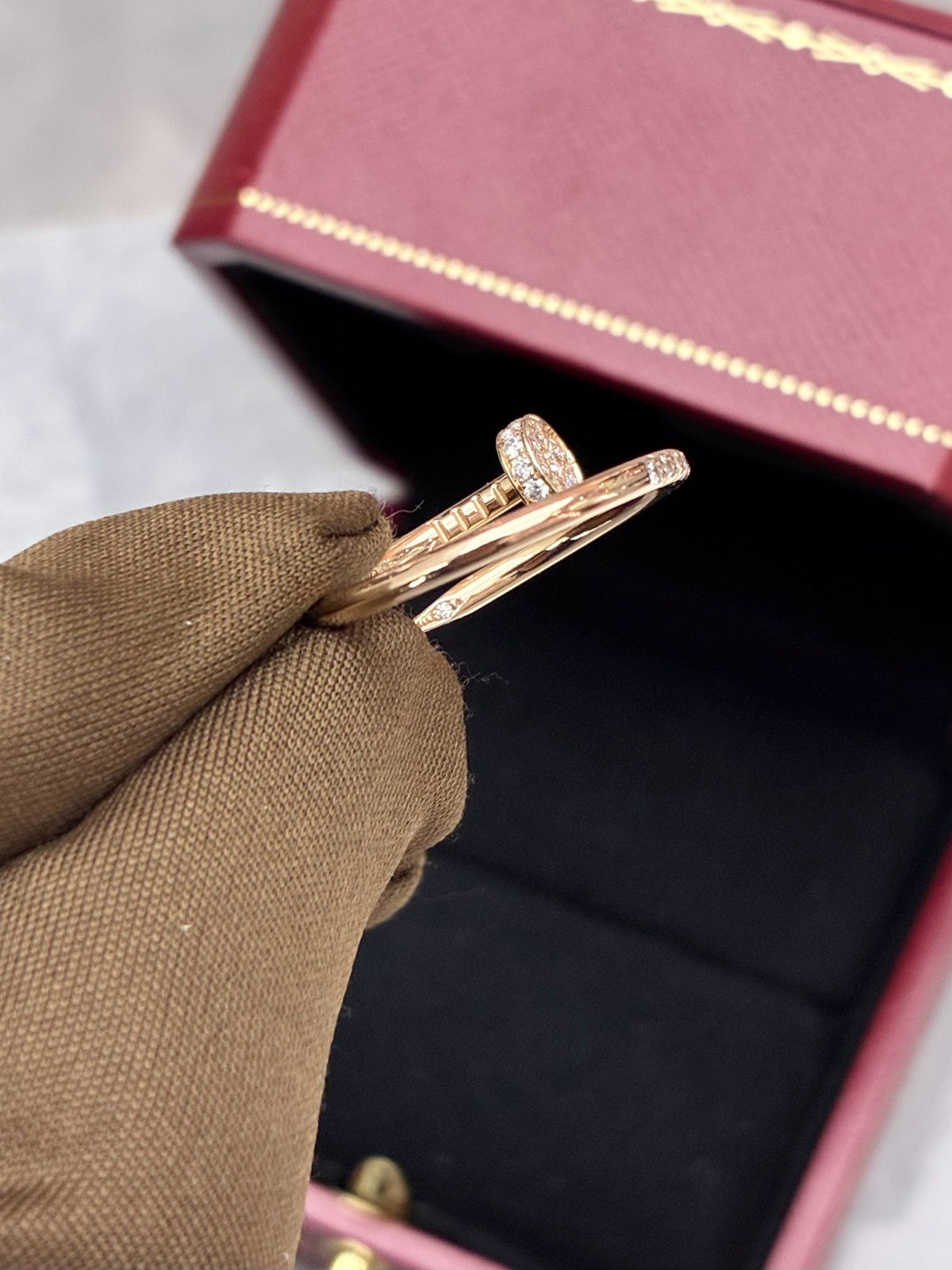 CARTIER Juste un Clou Ring – Small Model, 18K Rose Gold Fully Set with Diamonds, Size 53, Brand New
