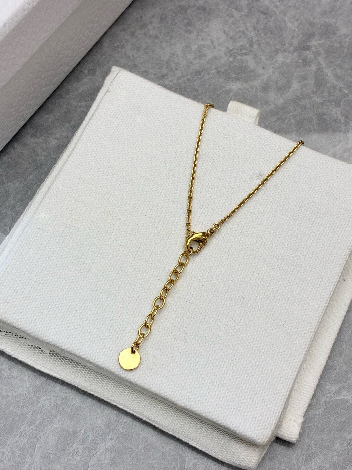 CHRISTIAN DIOR CD Logo Pearl Chain – Gold-Tone with Crystal Pavé and Faux Pearl, Brand New