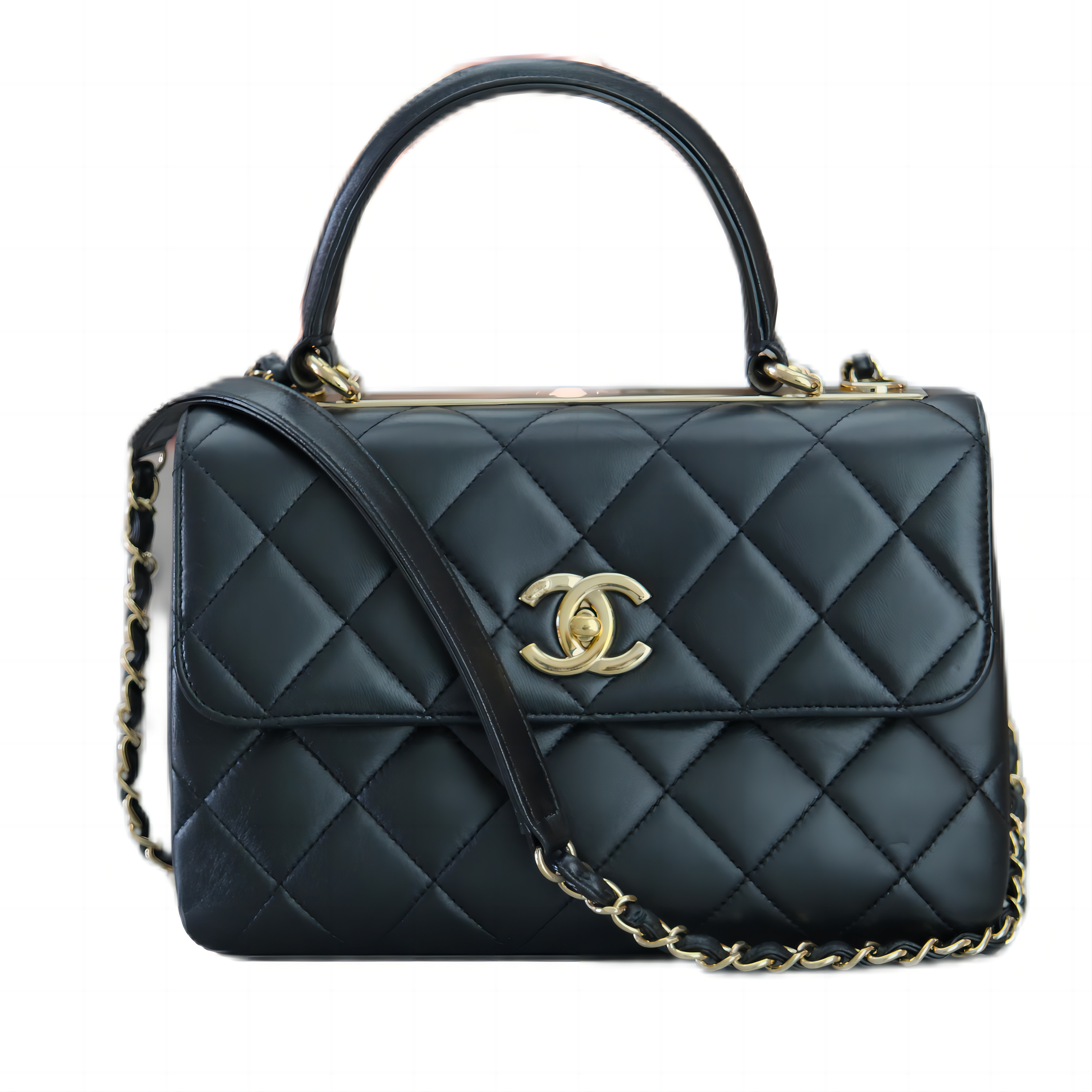 Chanel Top Handle Trendy CC Flap Bag in Lambskin LGHW Black