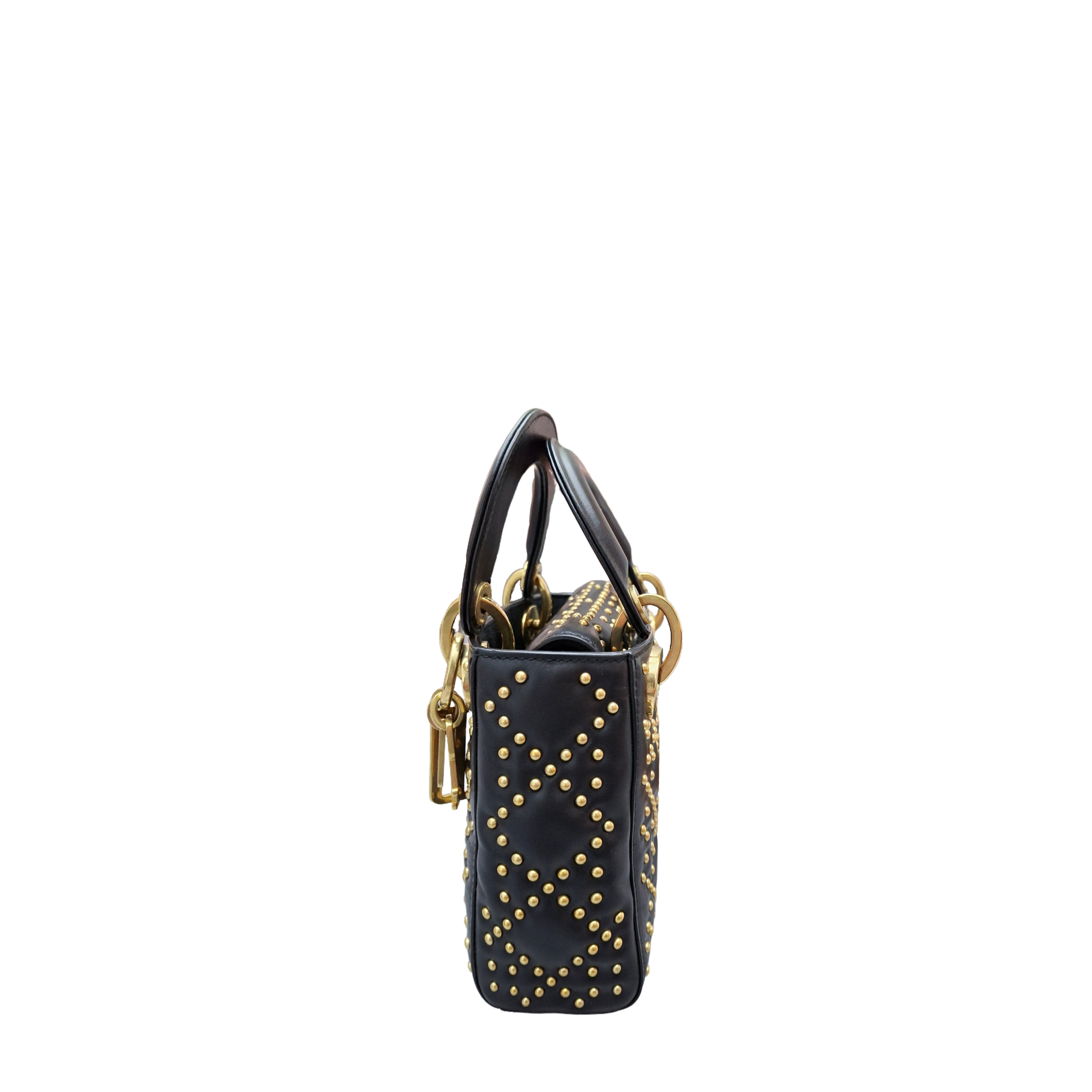 CHRISTIAN DIOR Mini Lady Bag black Cannage Lambskin and golden studded in GHW