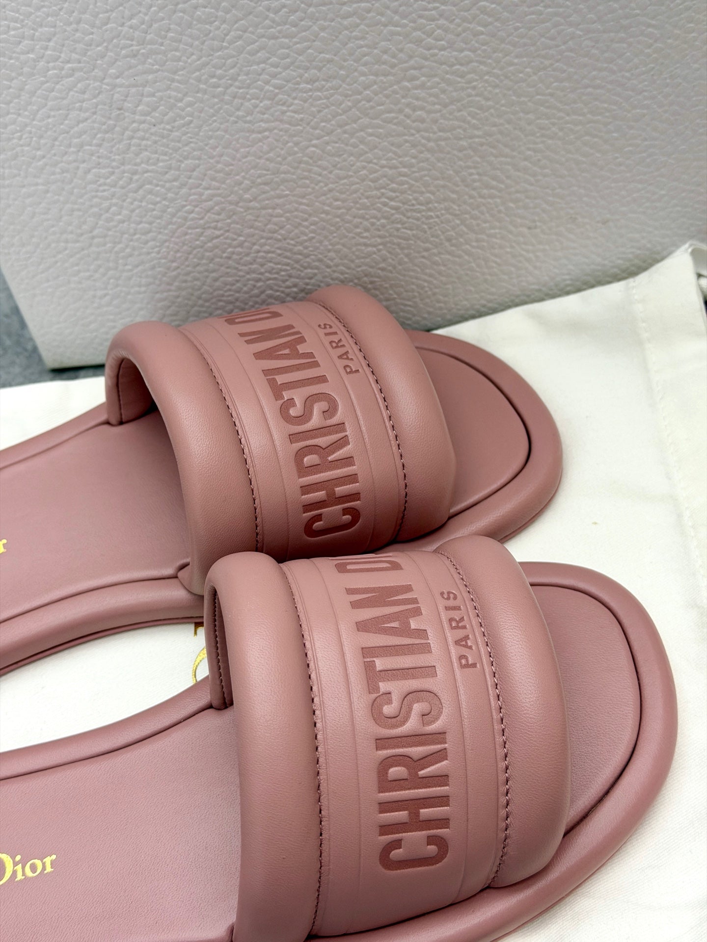 Dior Dway dusty pink slide sandals, size 38