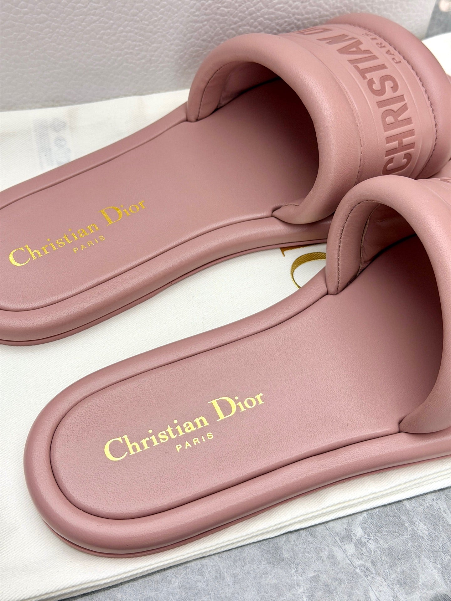 Dior Dway dusty pink slide sandals, size 38