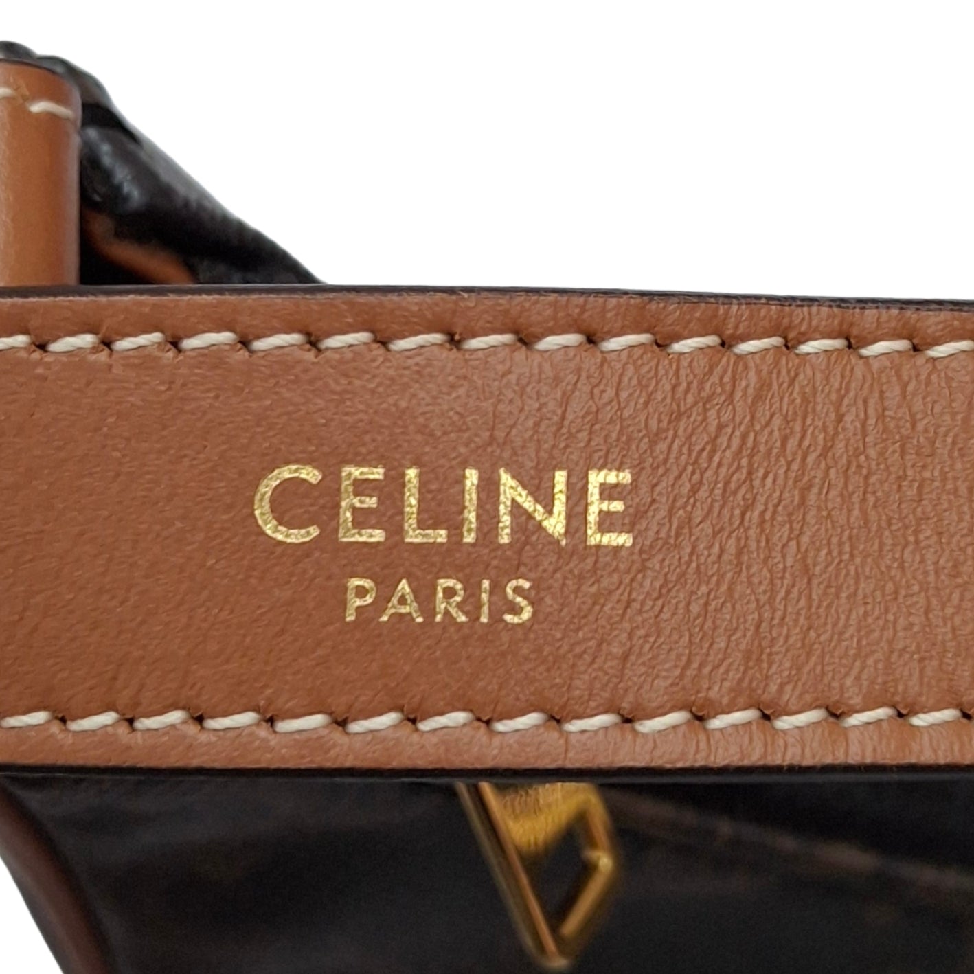 CELINE Shoulder bag in Triomphe Canvas and Calfskin (Tan)