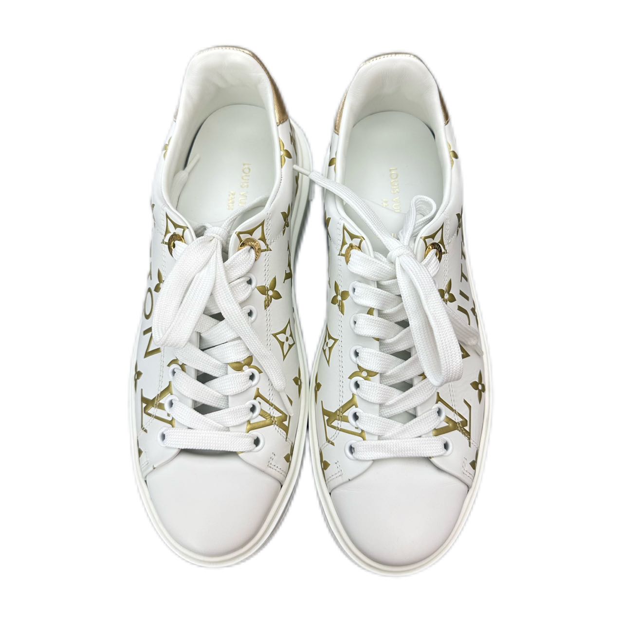 LOUIS VUITTON Time Out Sneaker (White/Gold) 37.5