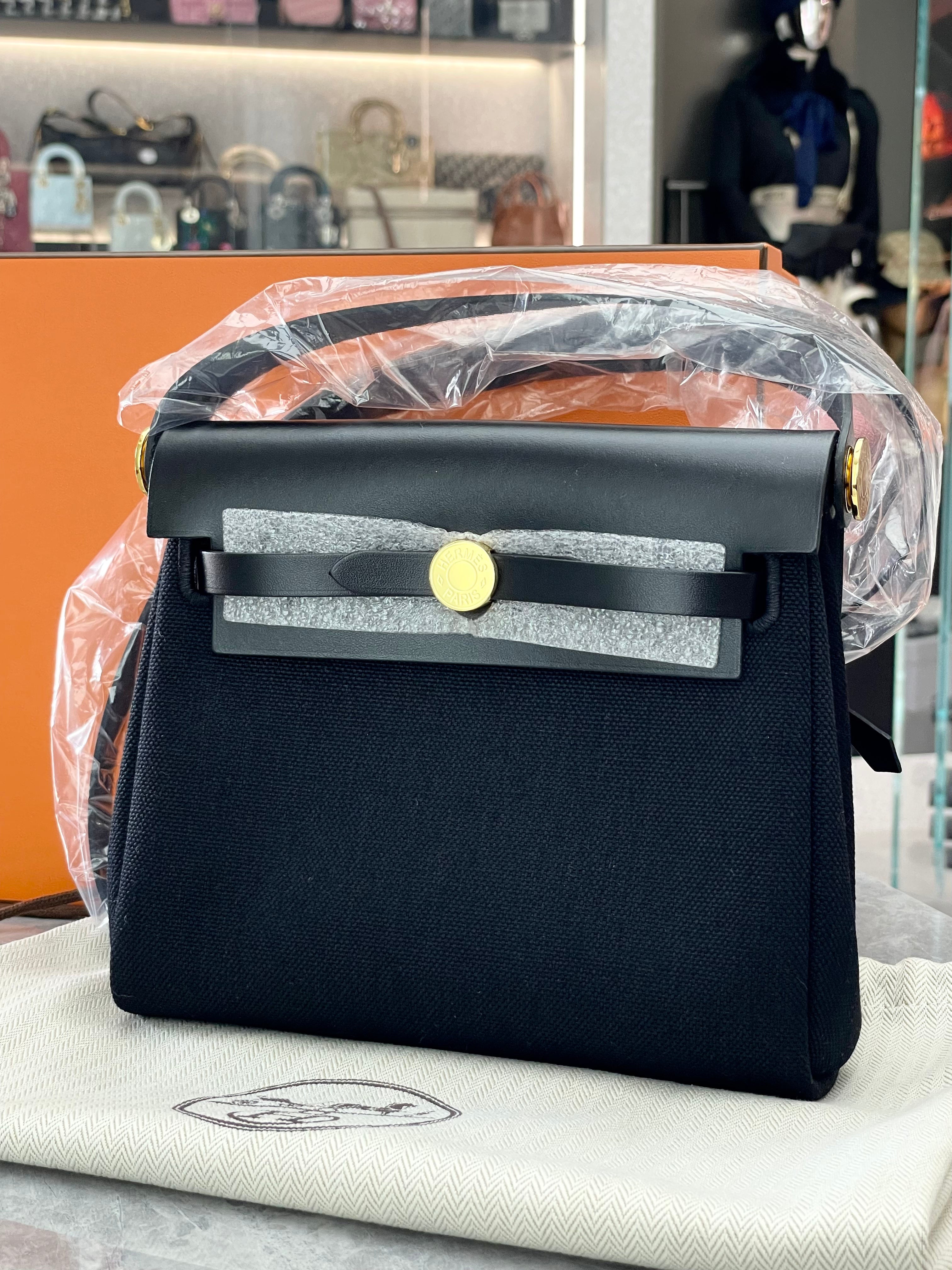 Hermès Black Mini Herbag K Stamp GHW