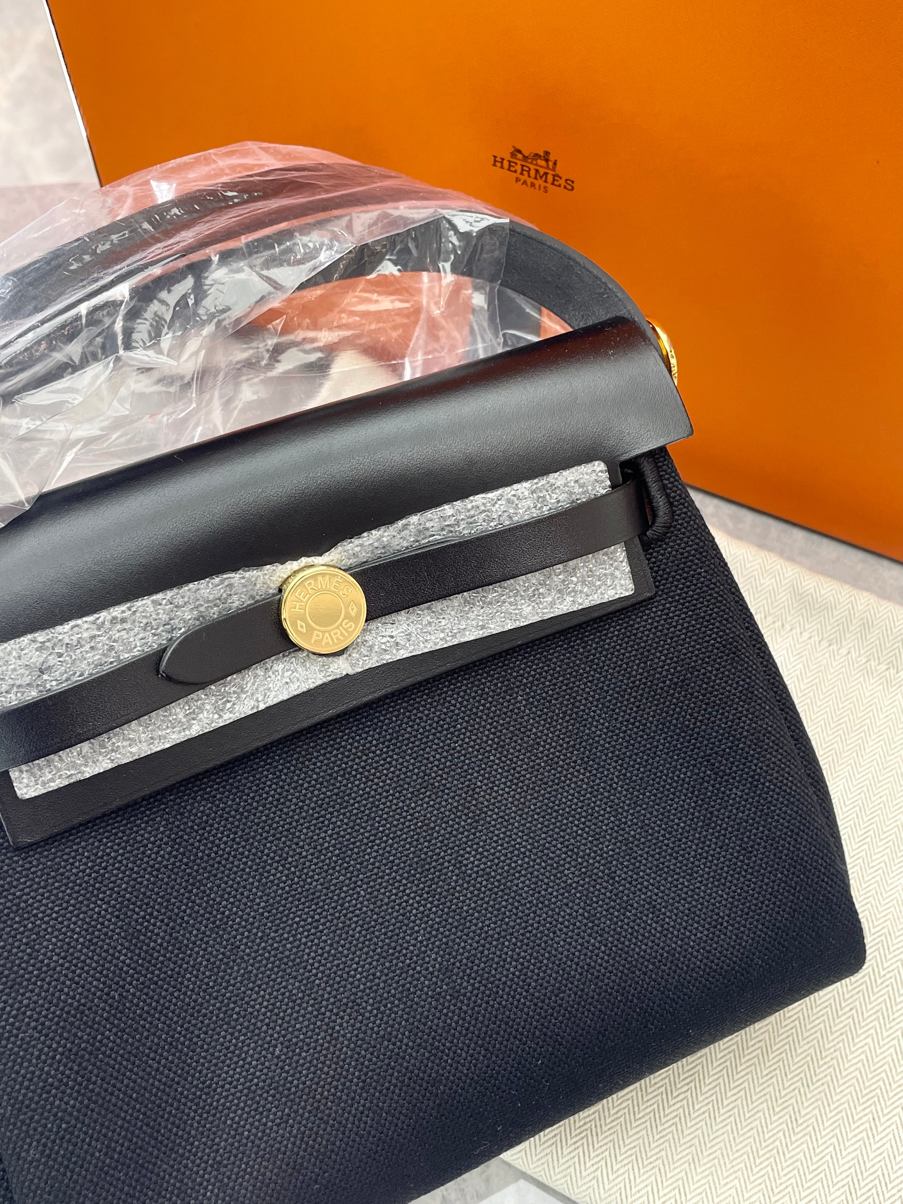 Hermès Black Mini Herbag K Stamp GHW
