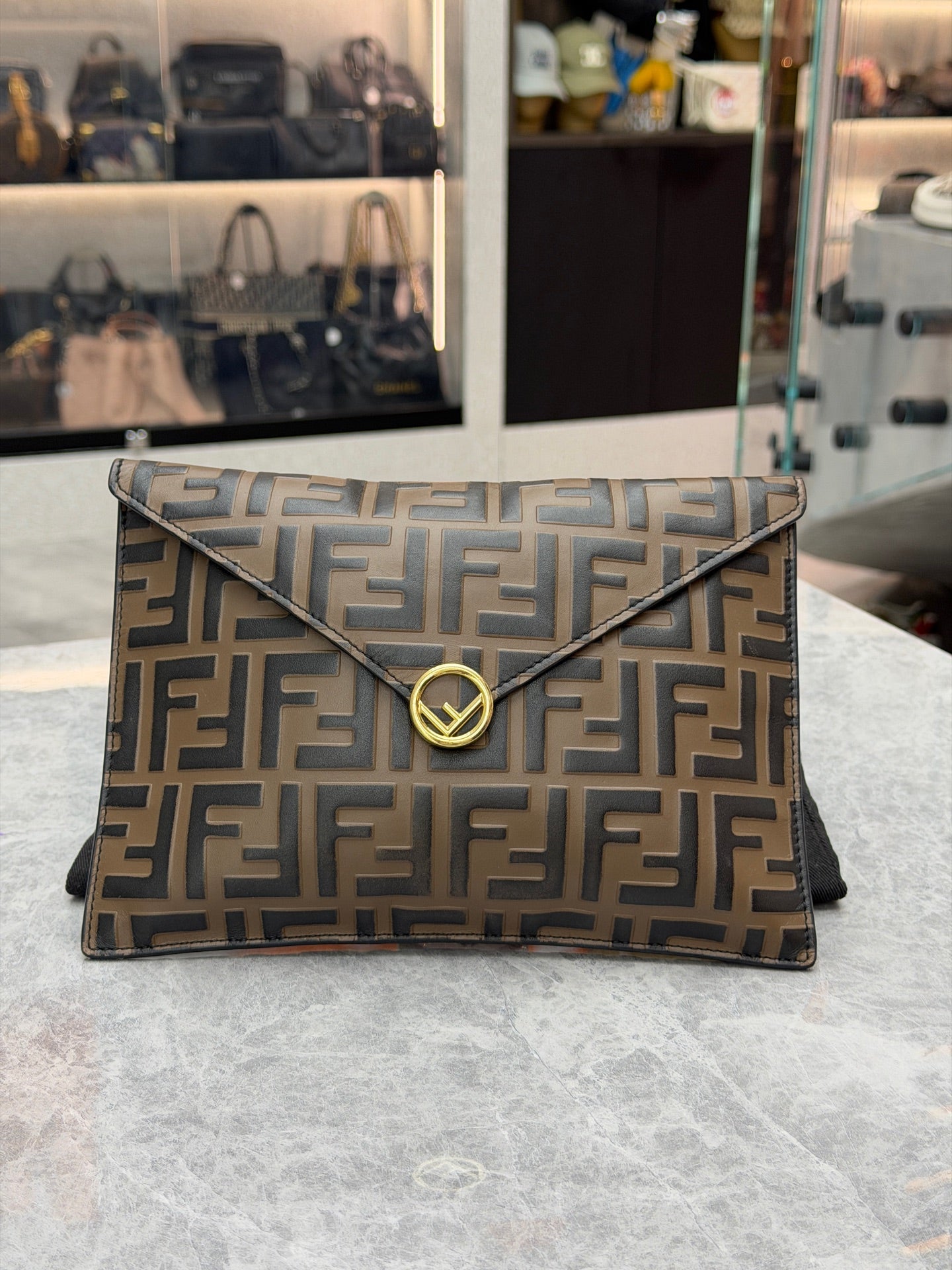 Fendi FF embossed envelope bag view 1
