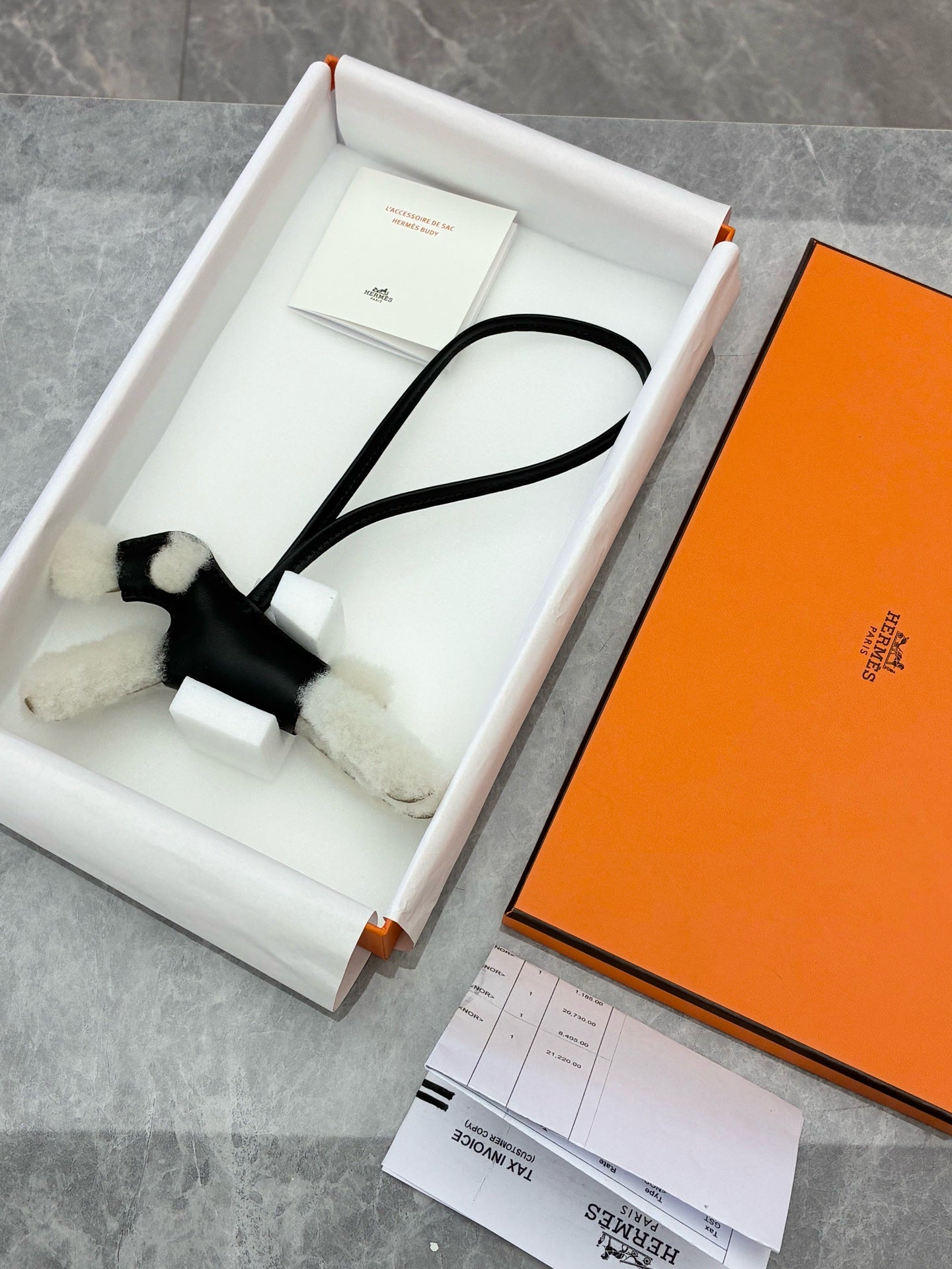 Hermès Budy dog bag charm with original box and receipt copy