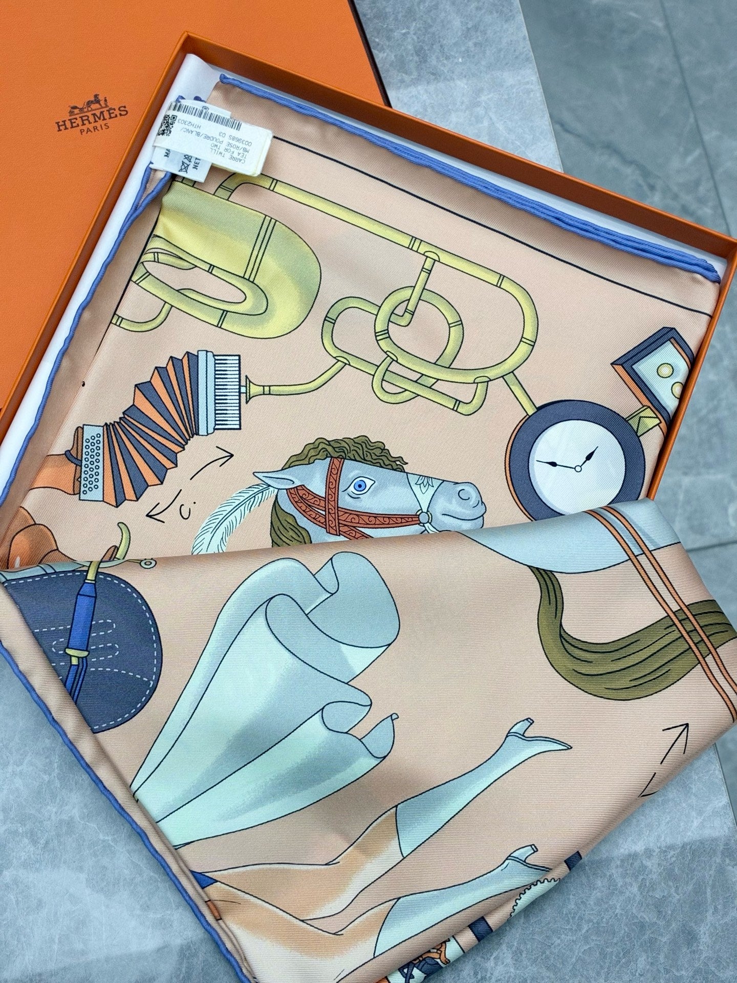 Hermès Double Afternoon Tea 90 x 90 cm silk scarf with original box