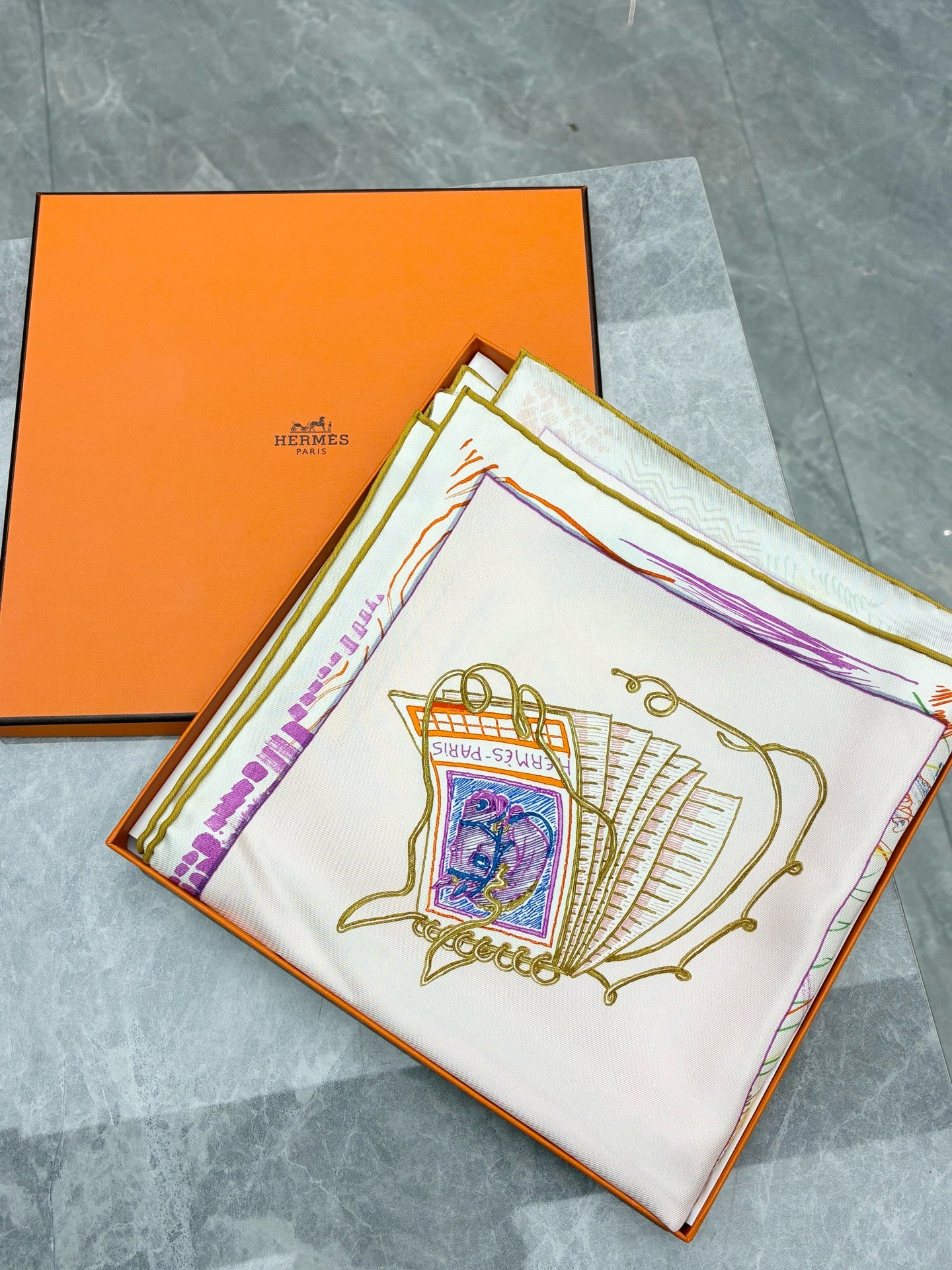Hermès Horses in Prisms silk scarf in pink