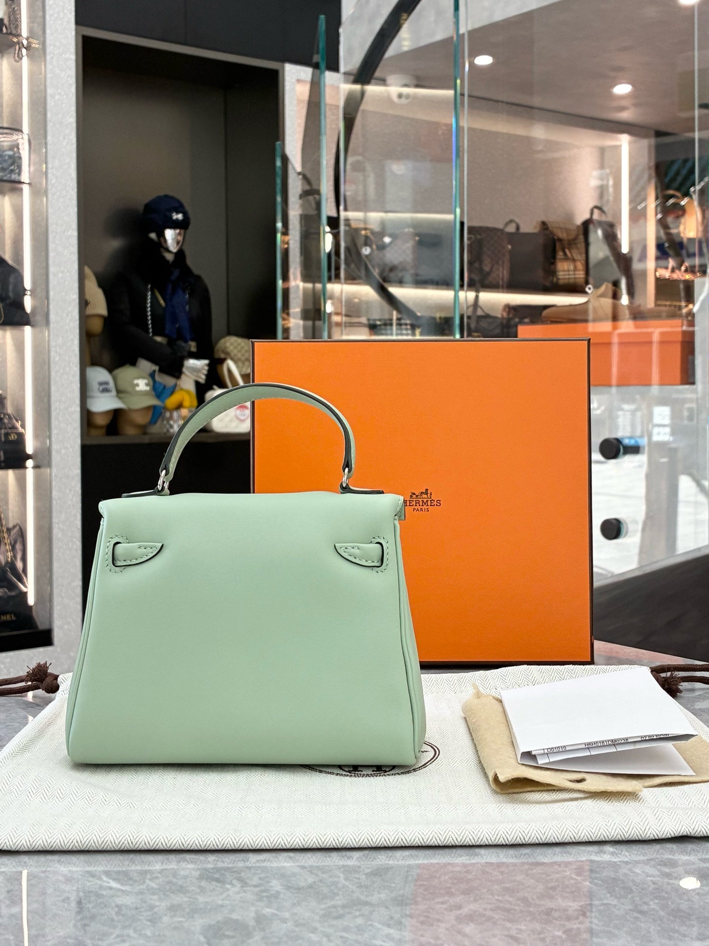 Hermès Kelly Doll Vert Menthe Swift leather rear view