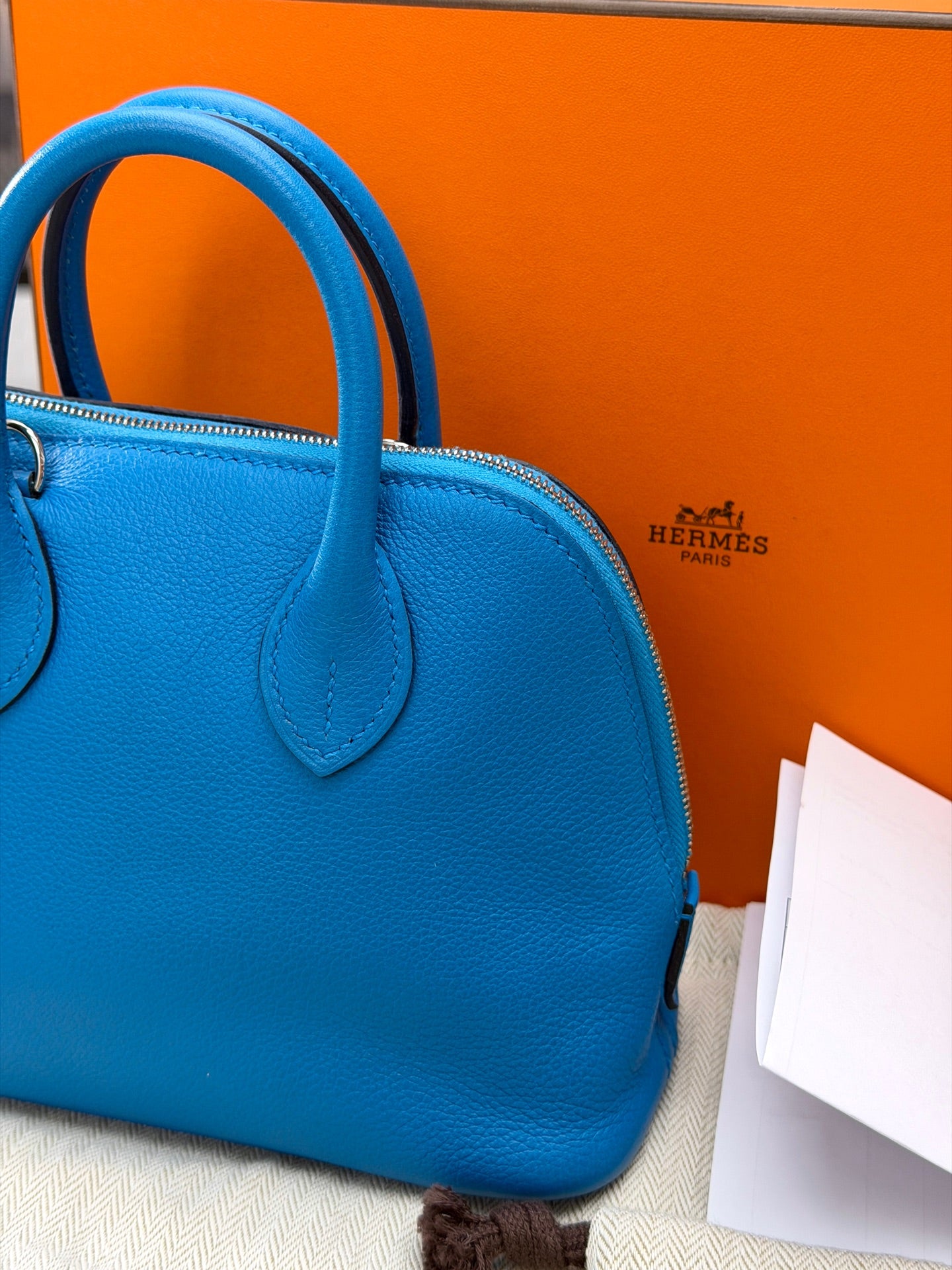 Hermès Mini Bolide bright blue Evercolor view 2